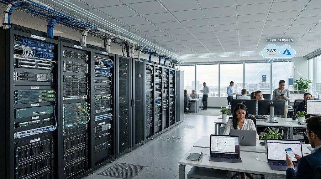 Net-Centric Computing and Network Infrastructure: Building the Foundation for Connected Systems 8 Net-centric computing network connecting servers, devices, and cloud services