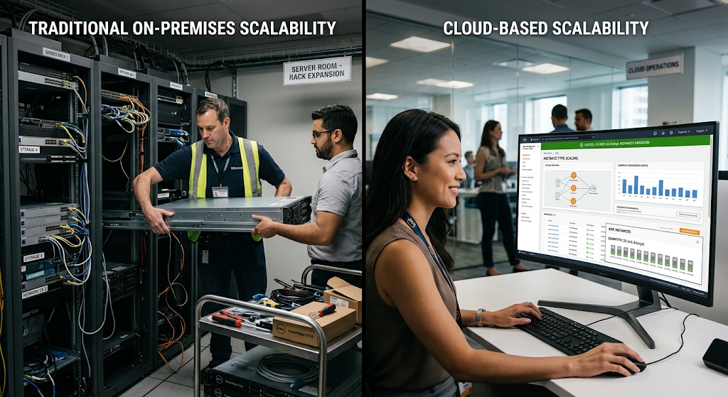 Comparison of traditional and cloud computing scalability and performance