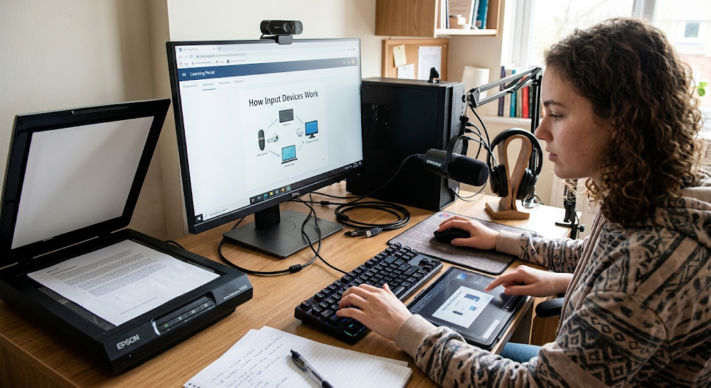 Basic Components of a Computer System and How They Work Together 3 Computer input devices including keyboard mouse webcam microphone and scanner