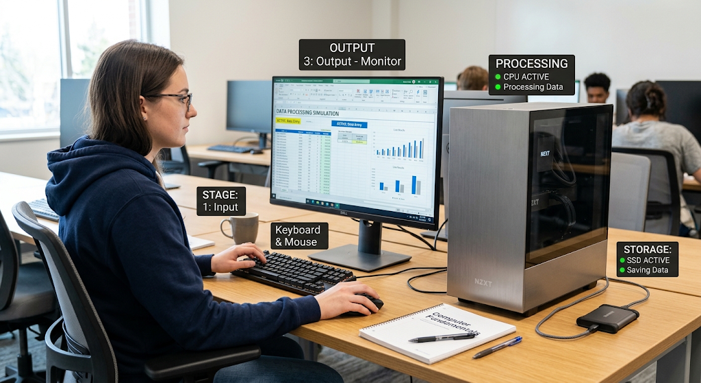 Four stages of the computer information processing cycle