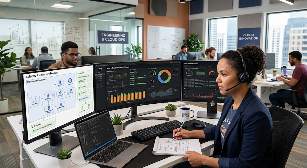 Experienced software engineer managing cloud technologies and advancing in a technology career