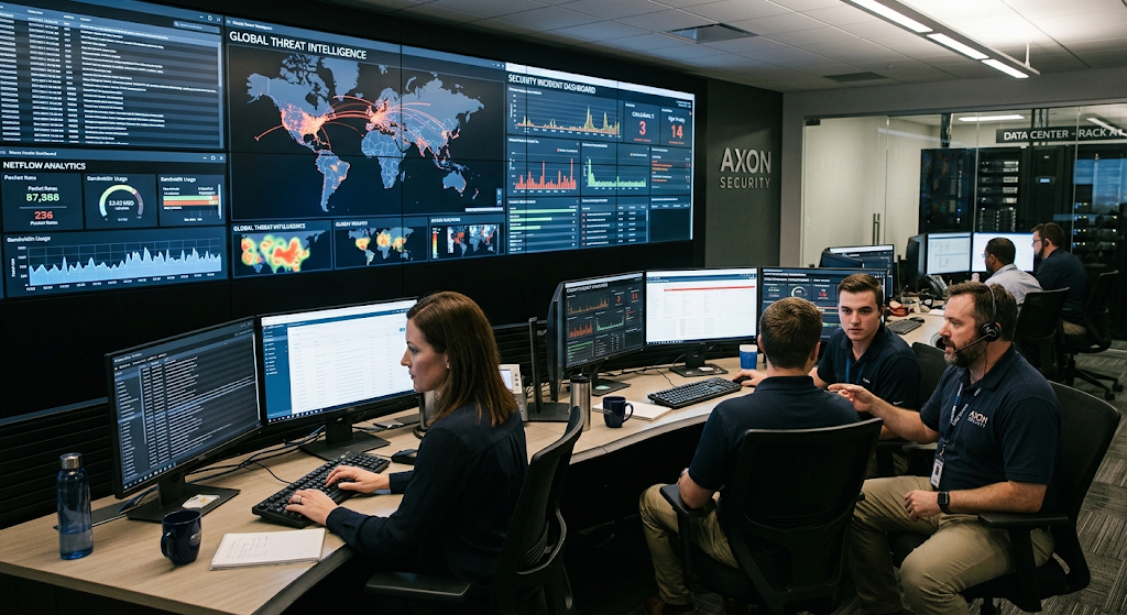 Cybersecurity team monitoring digital infrastructure for threats