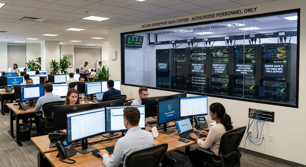 Client-Server Computing in Net-Centric Environments: Architecture, Benefits, and Examples 5 Enterprise client-server system connecting employees to centralized business servers