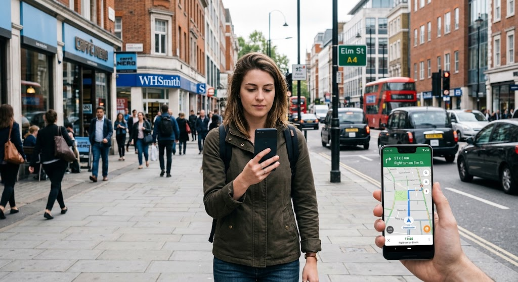 Smartphone using GPS navigation and location-based services