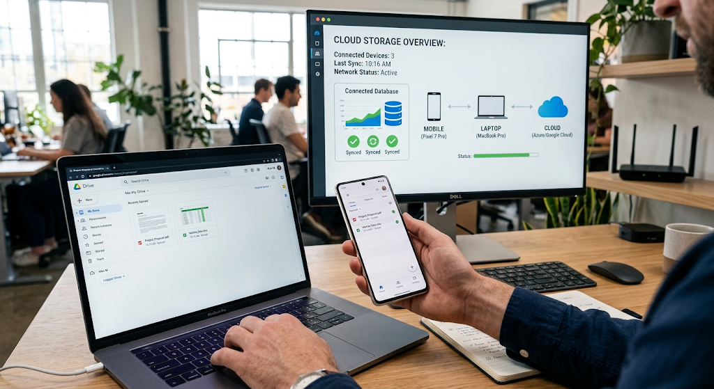 Mobile database synchronization between smartphone, cloud, and computer