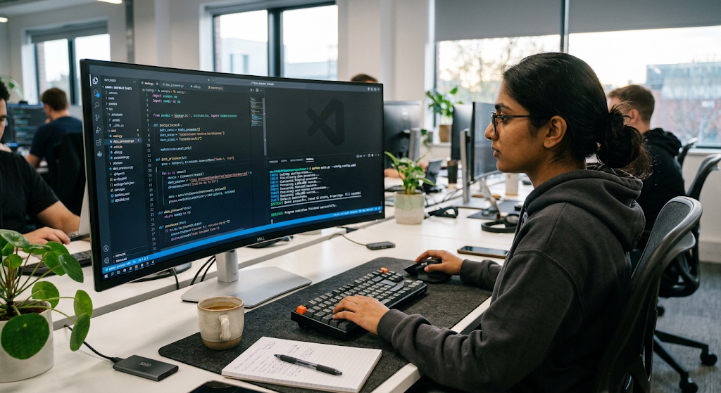Developer compiling and executing source code in a programming environment