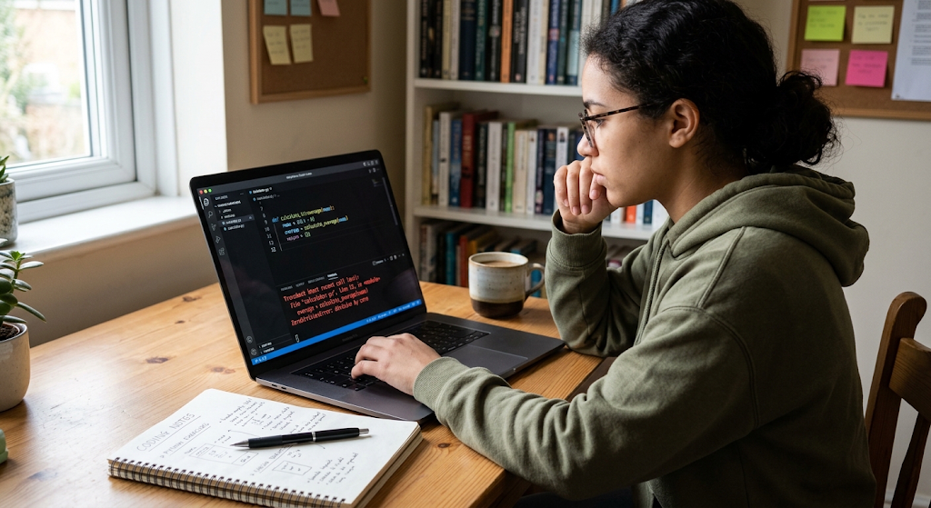 How to Start Programming: A Step-by-Step Guide for Beginners 5 Beginner practicing programming and debugging code