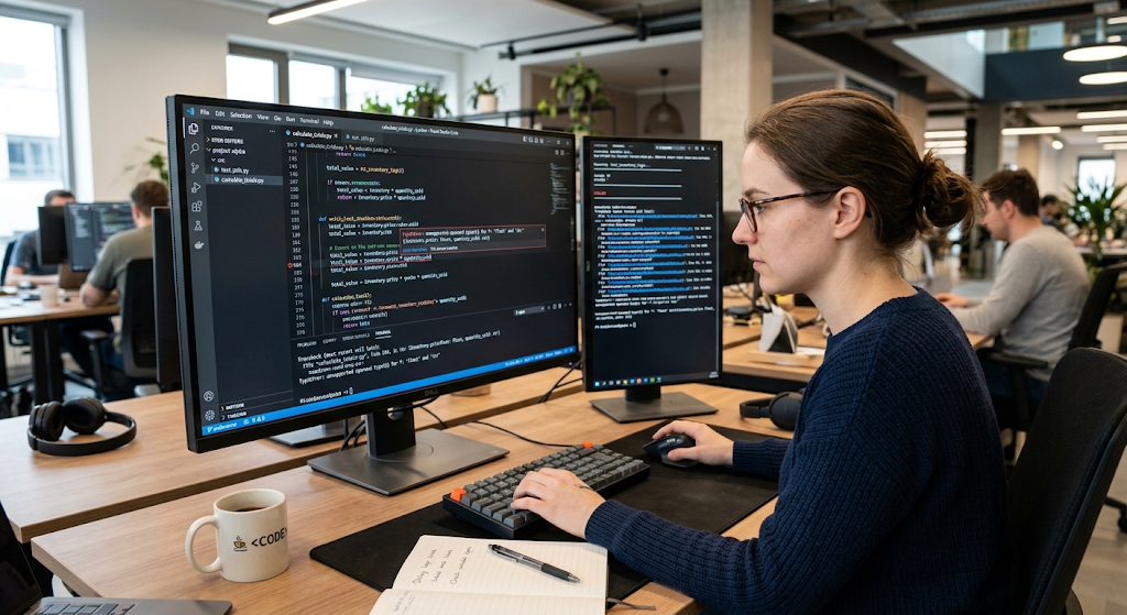 Programming Fundamentals Every Beginner Should Understand 6 Programmer debugging code and fixing a software error