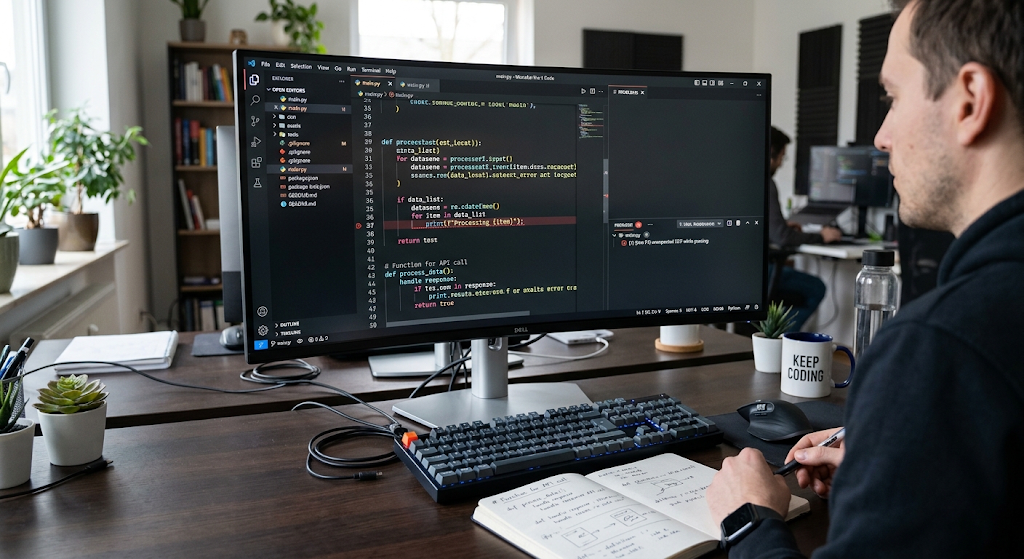 Programming code showing syntax and logical errors in a code editor