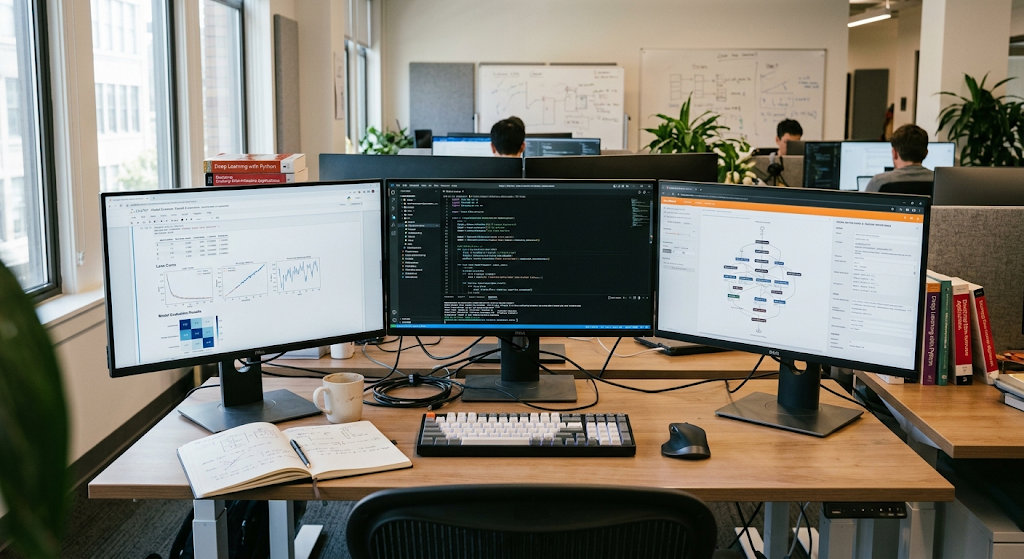 Developer working on an artificial intelligence and machine learning project