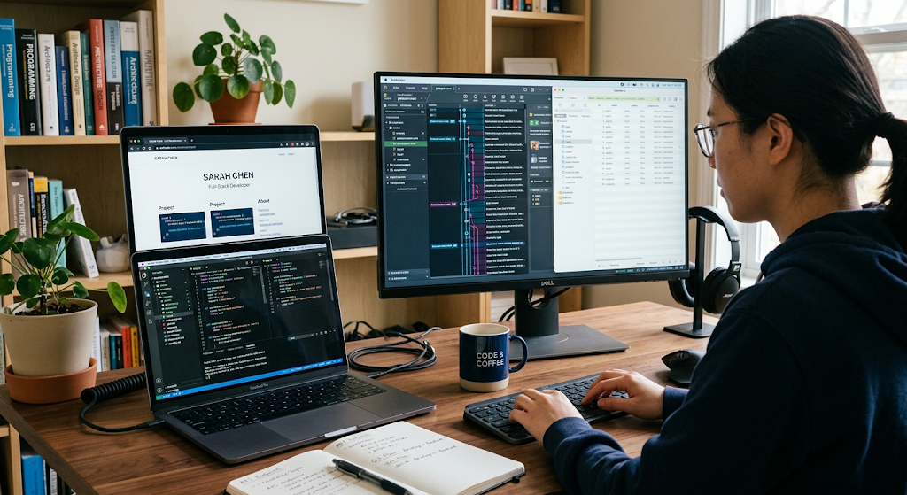 How to Learn Computer Programming from Scratch: A Step-by-Step Roadmap 6 Developer using Git, databases, APIs and portfolio projects