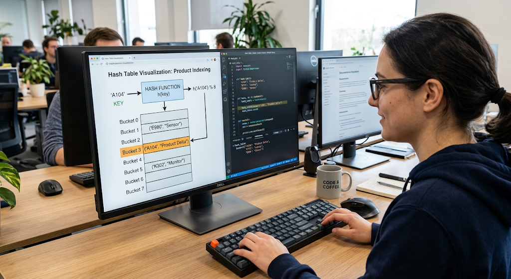 Hash function mapping a key to a hash table index
