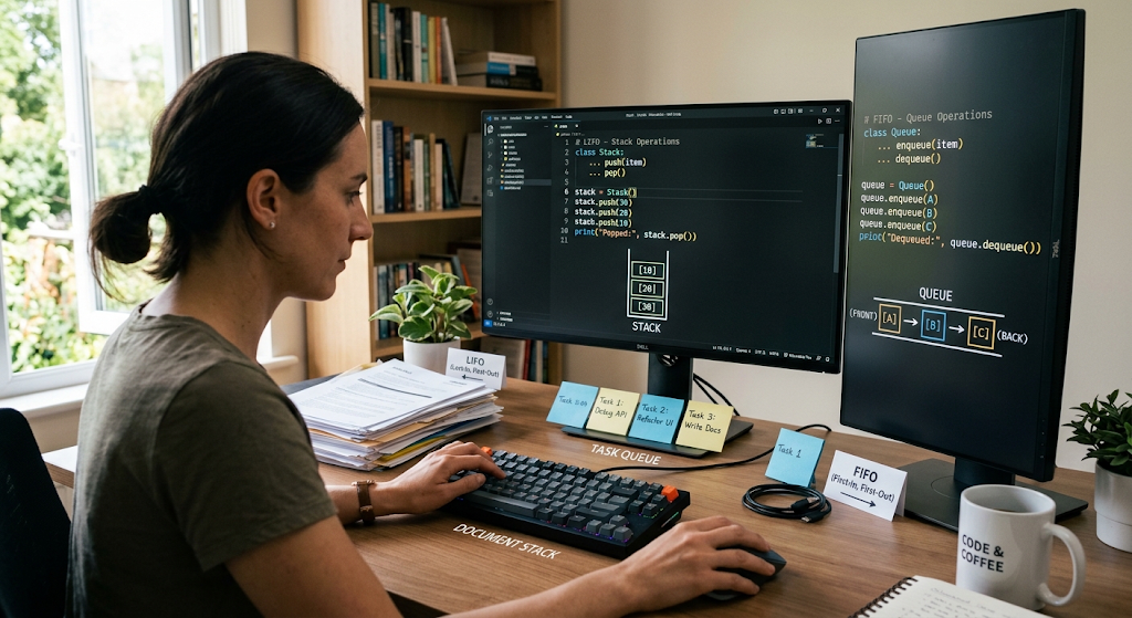 Data Structures Every Programmer Should Know 3 Stack and queue data structures showing LIFO and FIFO processing