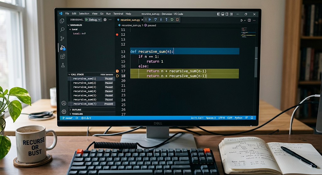 Recursive function calls and base case in programming