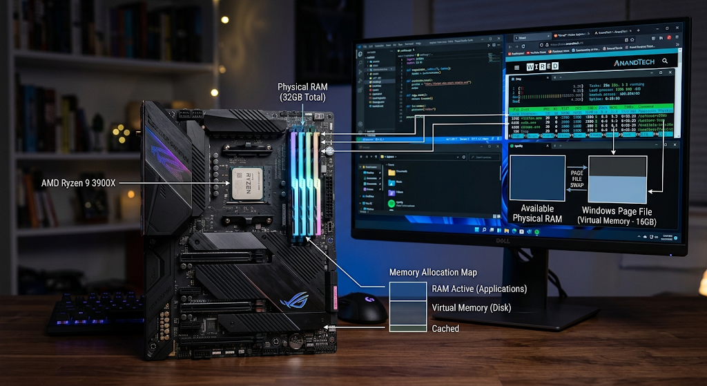 Operating system memory management allocating RAM to applications