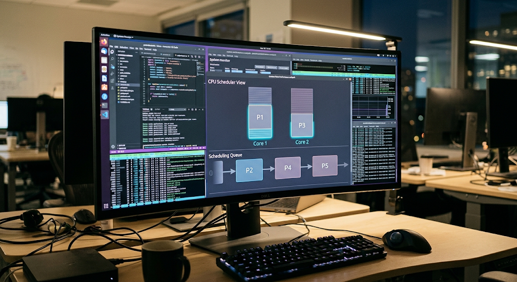 CPU scheduling managing processes on multiple processor cores