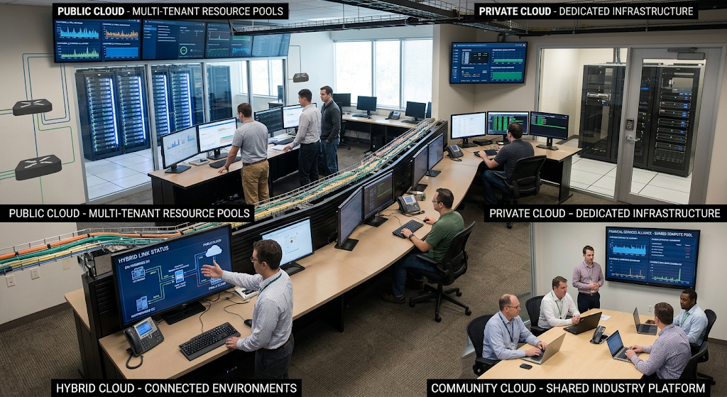 Comparison of public private hybrid and community cloud environments