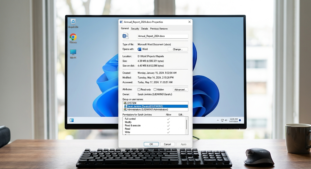 File Systems Explained: How Operating Systems Store and Organize Data 5 File metadata and permissions displayed in file properties