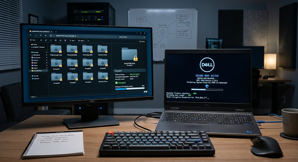 Secure boot and encryption protecting computer data