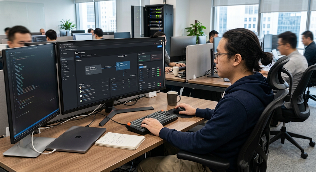 How a database management system connects applications with stored data