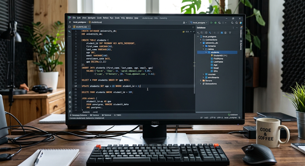 SQL commands for creating and managing database records