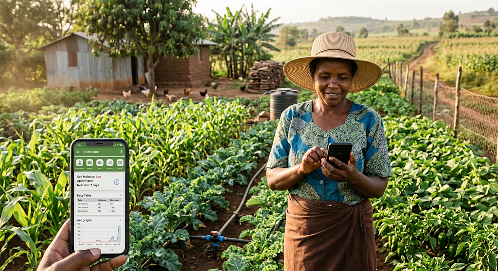 Smart Farming in 2026: How AI and Technology Are Changing Modern Agriculture 5 African small-scale farmer using smartphone technology for smart farming