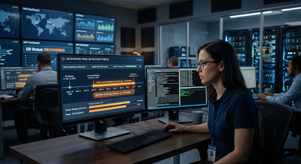 Point-in-time database recovery using transaction logs