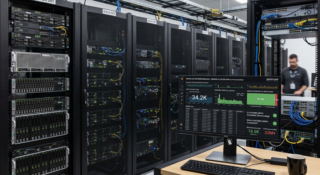 Database indexing helping an e-commerce system handle millions of records