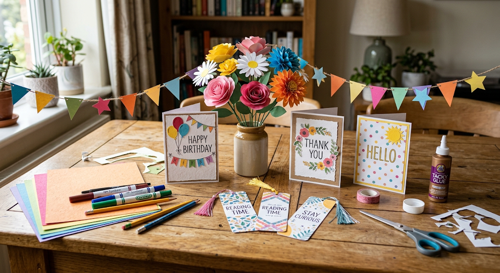 paper flowers greeting cards bookmarks and garlands DIY crafts