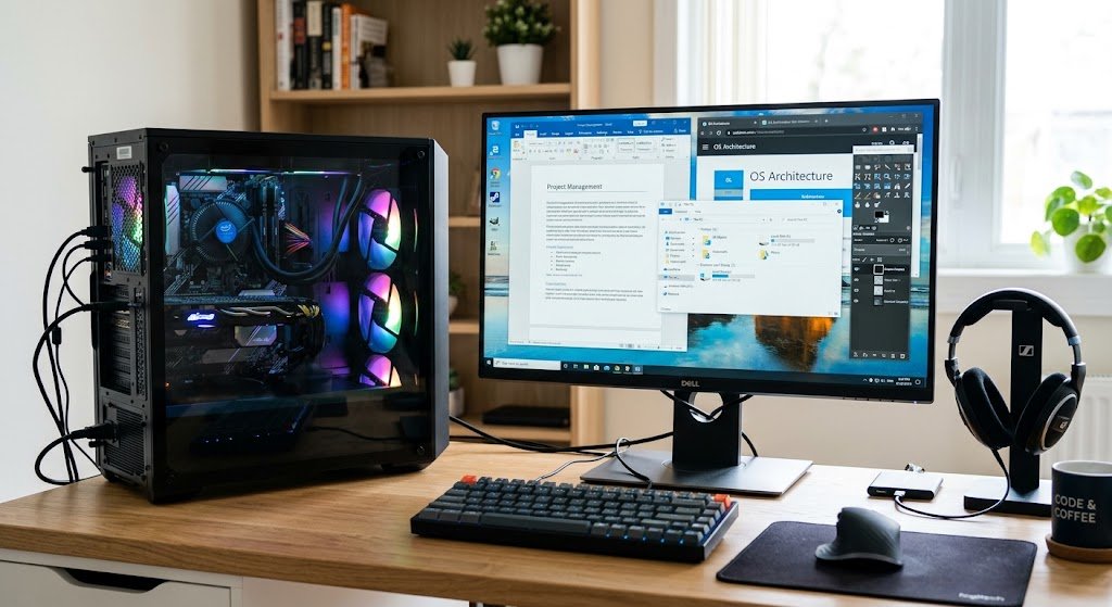 Operating system managing computer hardware and software