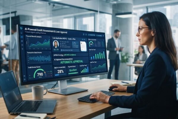 AI analyzing credit data for loan approval