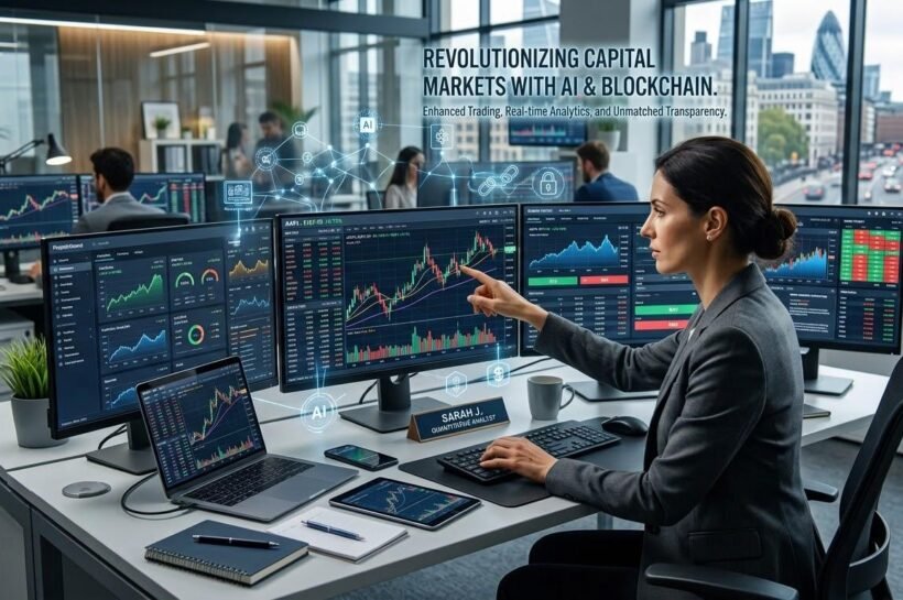 Financial technology transforming capital markets through digital trading, investment analytics, and artificial intelligence.