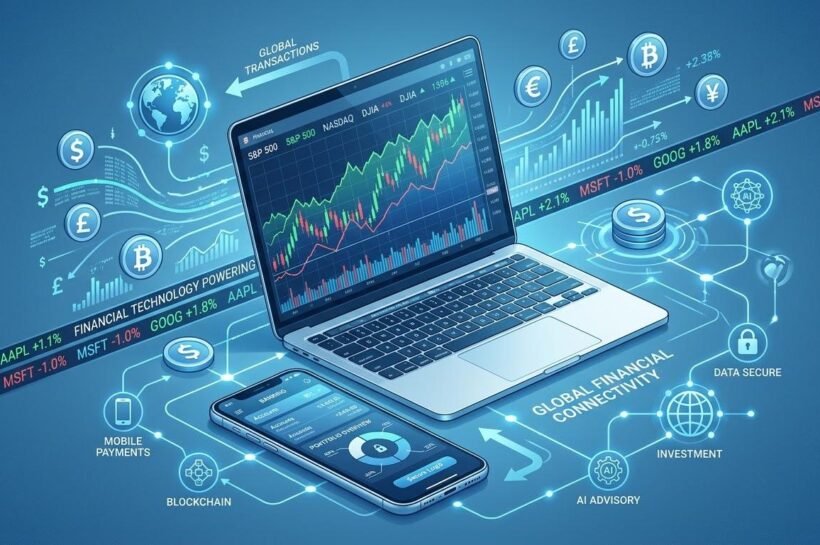 Financial technology powering modern finance through digital banking, market data, and investment platforms.