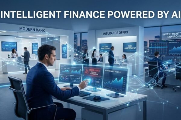 AI transforming banking, insurance, and investment services through financial data analytics.