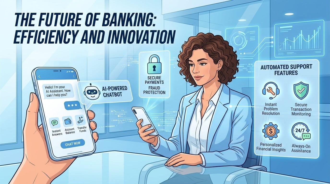 AI-powered chatbots and automation improving customer service in digital banking.