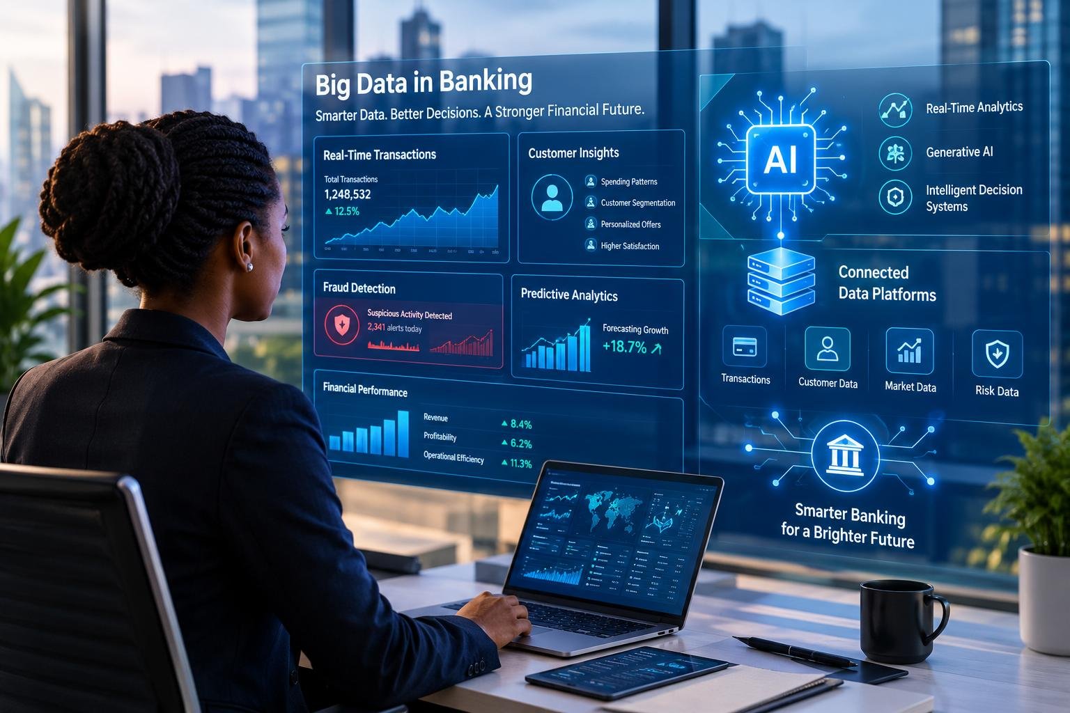 The Future of Big Data in Banking: Real-Time Analytics, Generative AI, and Intelligent Decision Systems 2 The future of big data in banking with artificial intelligence and real-time financial analytics.