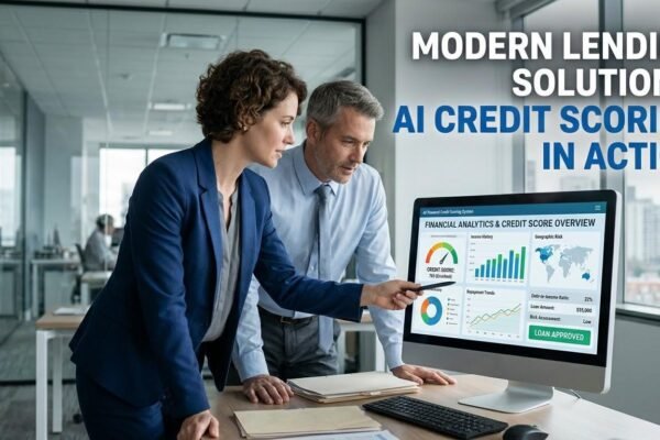AI credit scoring technology analyzing borrower data for loan approval.
