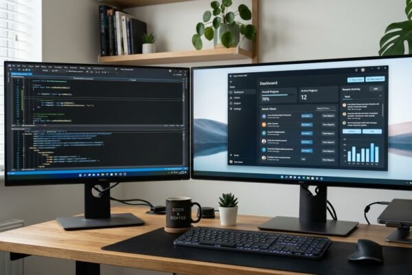 WinUI 3 and Windows App SDK development environment displaying a modern Windows desktop application.