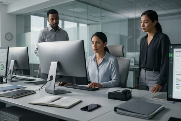 AI ethics in a modern workplace with privacy, fairness, and human oversight