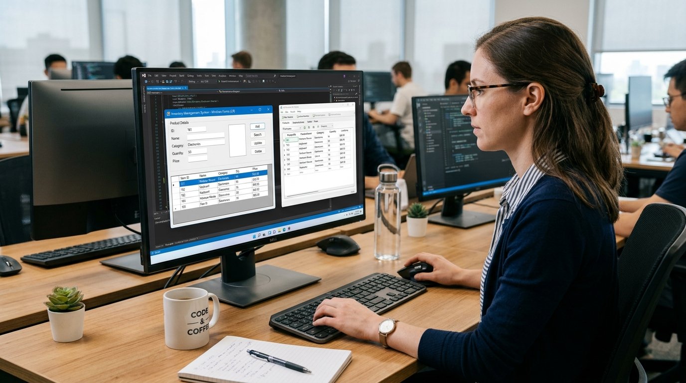 How to Build a Windows Desktop Application with a Database 5 C# Windows desktop application connected to a SQLite database for inventory management