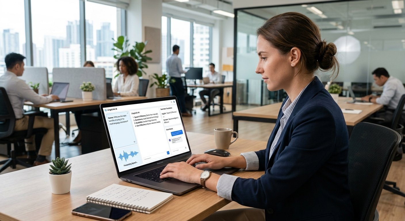 15 Real-World Applications of Natural Language Processing in Everyday Life 2 Artificial intelligence processing human language on a laptop in a modern office