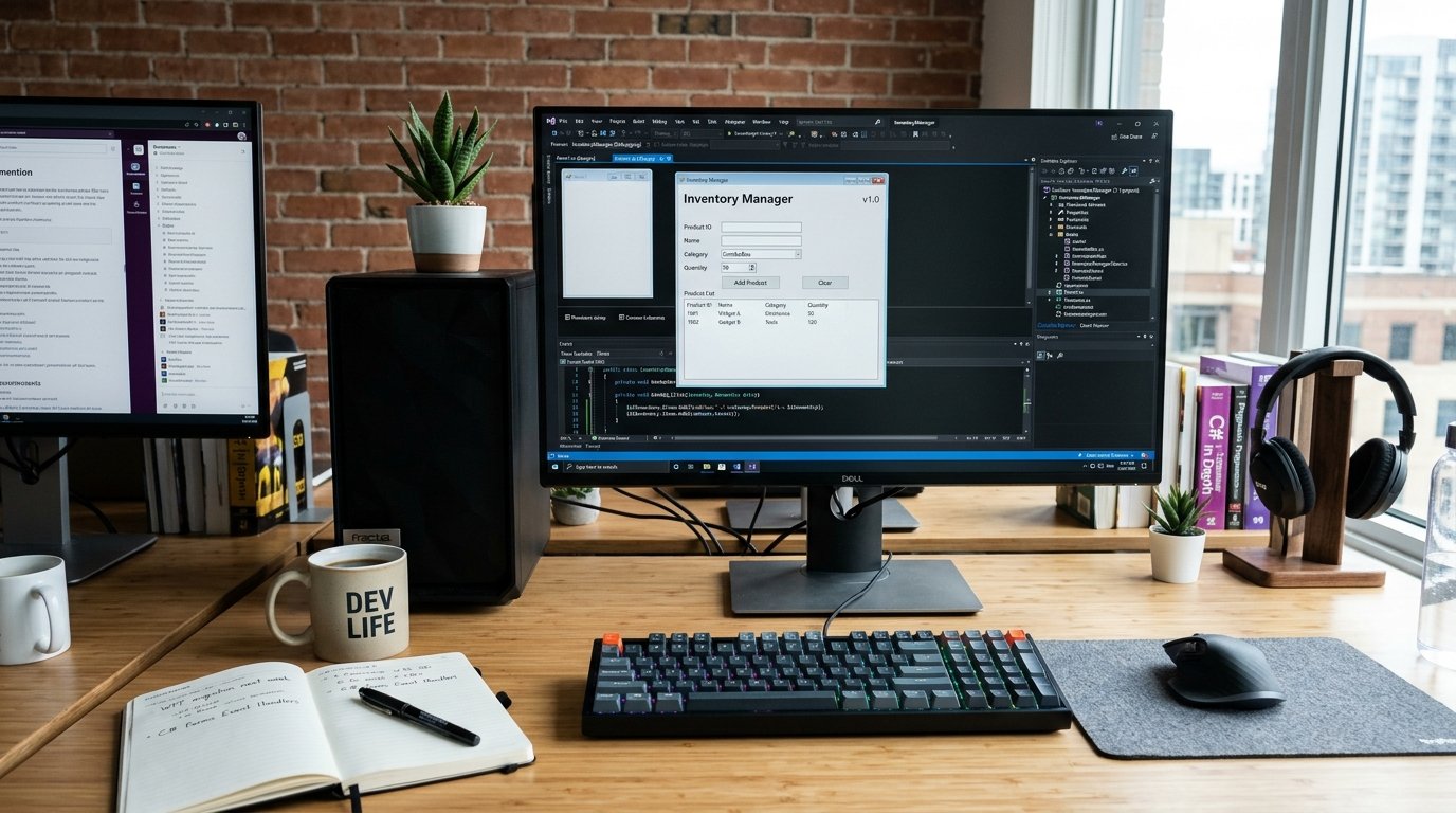 Windows App Development with C#: A Beginner’s Complete Guide 5 Windows app development using C# and Visual Studio on a desktop computer
