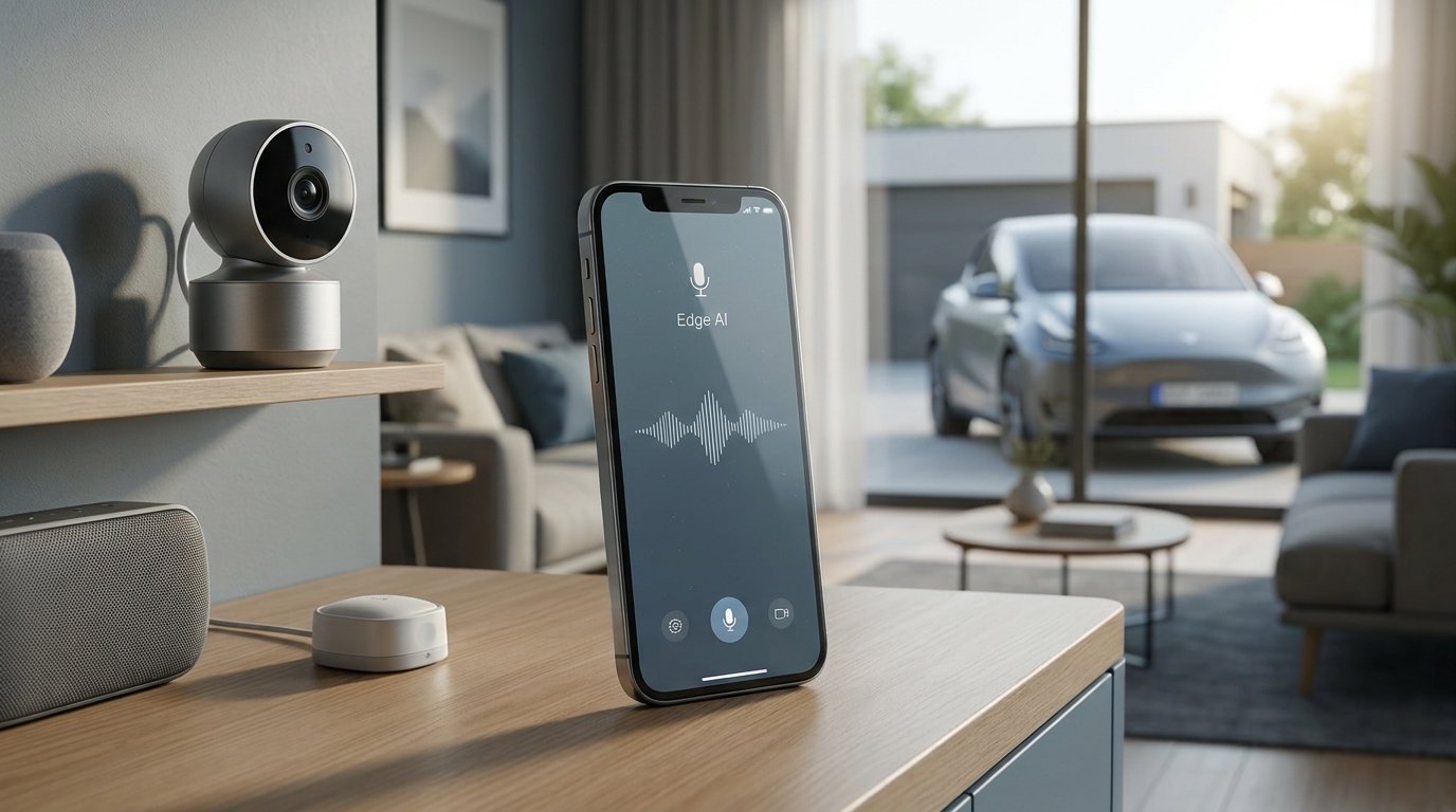 What Is Edge AI? How Machine Learning Works on Phones, Cameras, and Smart Devices 5 Edge AI enabling machine learning on a smartphone, security camera, and smart-home devices.