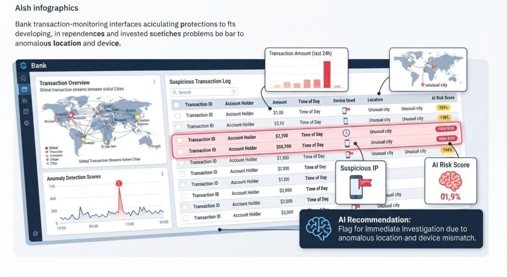 AI system identifying unusual patterns in financial transactions
