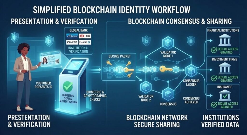 Blockchain for Identity Verification and Fraud Prevention in Financial Services 2 Blockchain based identity verification workflow in financial services