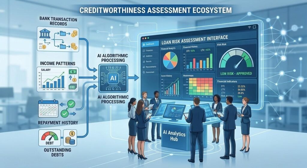 How Artificial Intelligence Is Changing Credit Scoring and Loan Approval 2 How artificial intelligence analyzes financial data to assess creditworthiness and predict loan default risk.