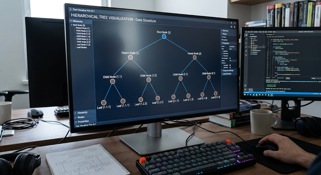 Trees in Data Structures and Computer Science: Types and Applications 2 Hierarchical tree structure showing root parent child and leaf nodes