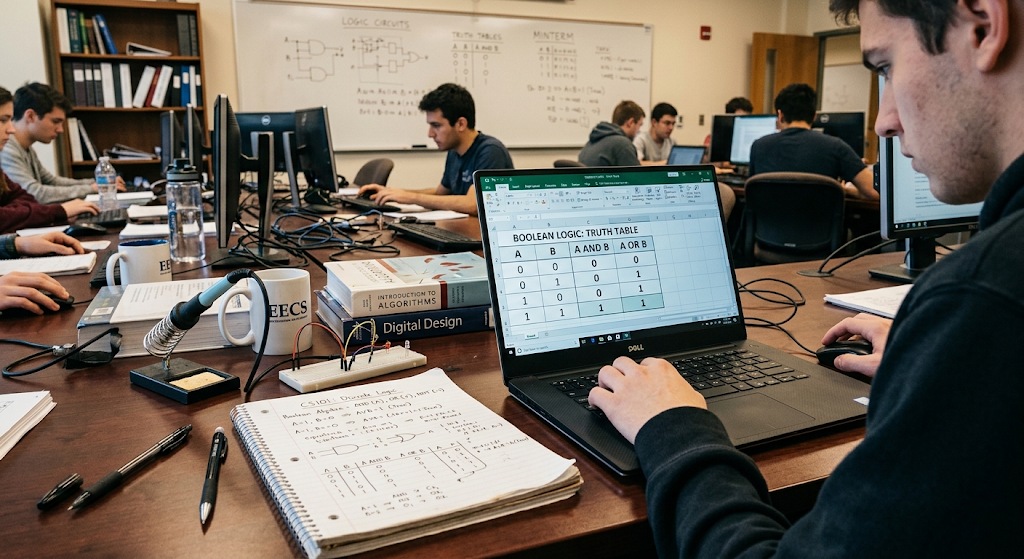 Boolean Algebra and Discrete Structures: Logic Gates, Circuits and Computing 2 Boolean variables operators and truth table showing binary logic values