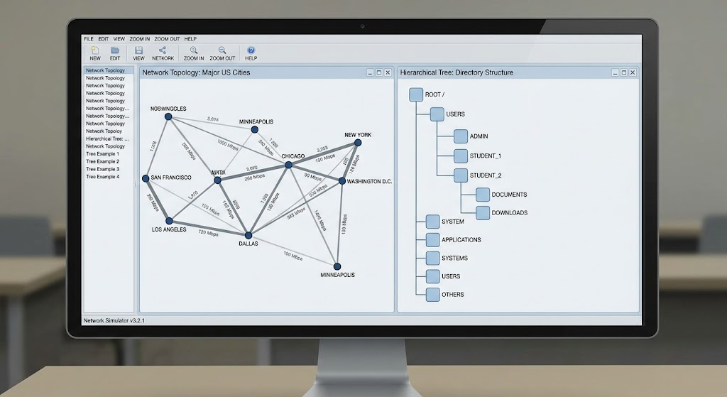 Graph and tree structures representing networks and hierarchical data