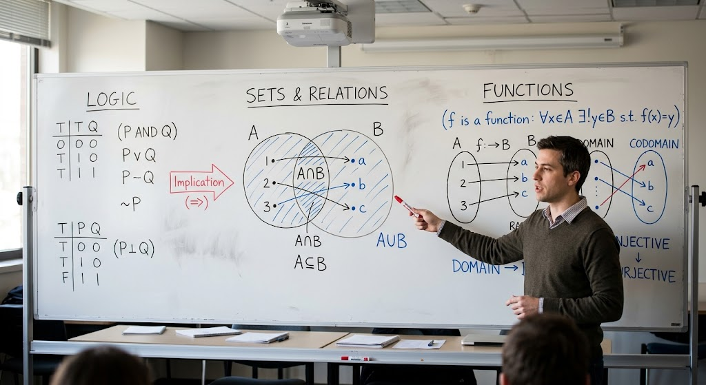Logic sets relations and functions used in algorithm design